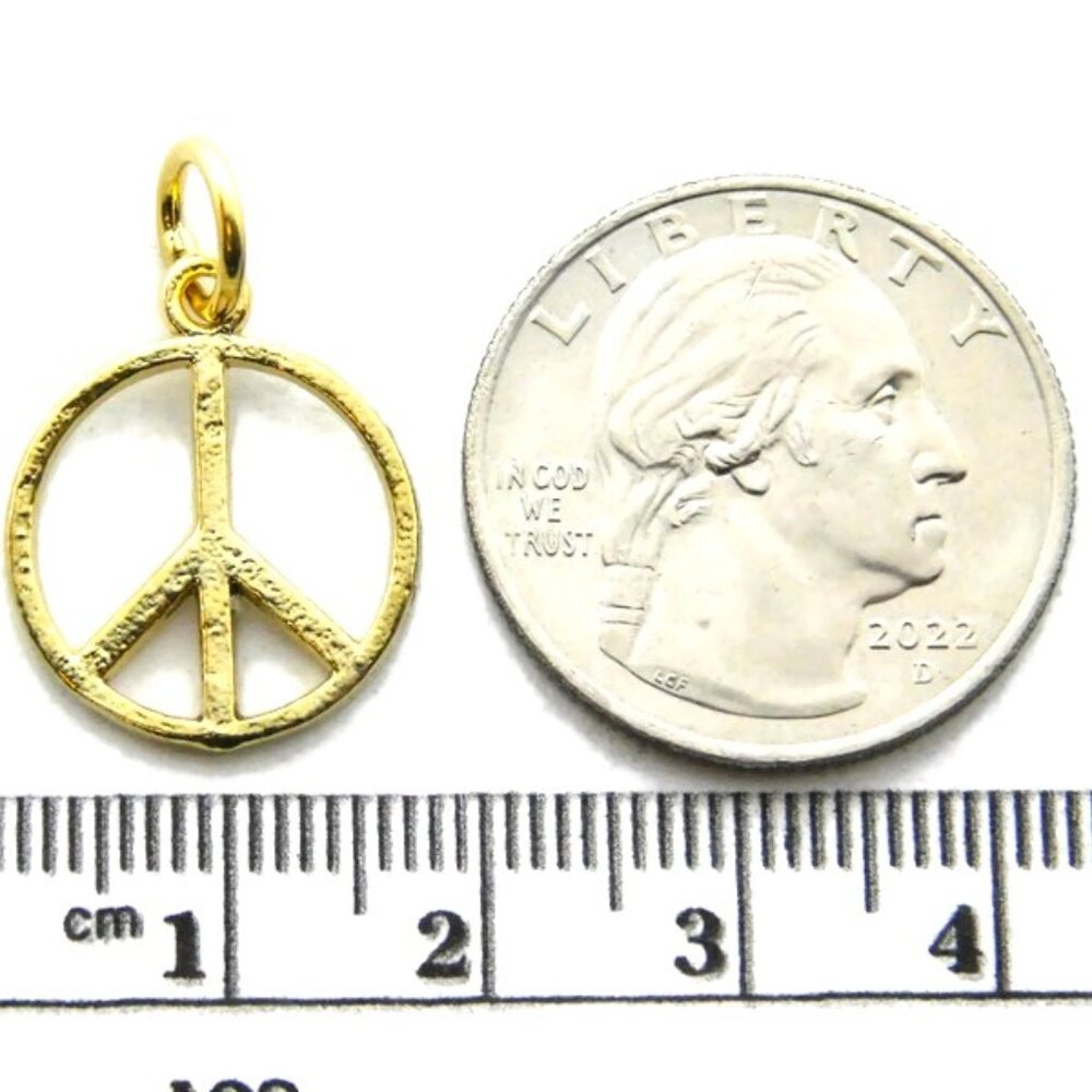 14K Peace Sign (Large) Yellow Gold Pendant Charm - Picture 2 of 2